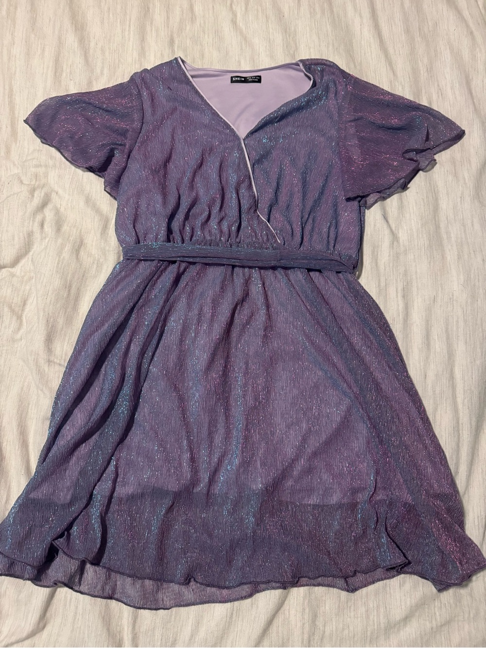 SHEIN Lilac Satin-Trim Evening Top